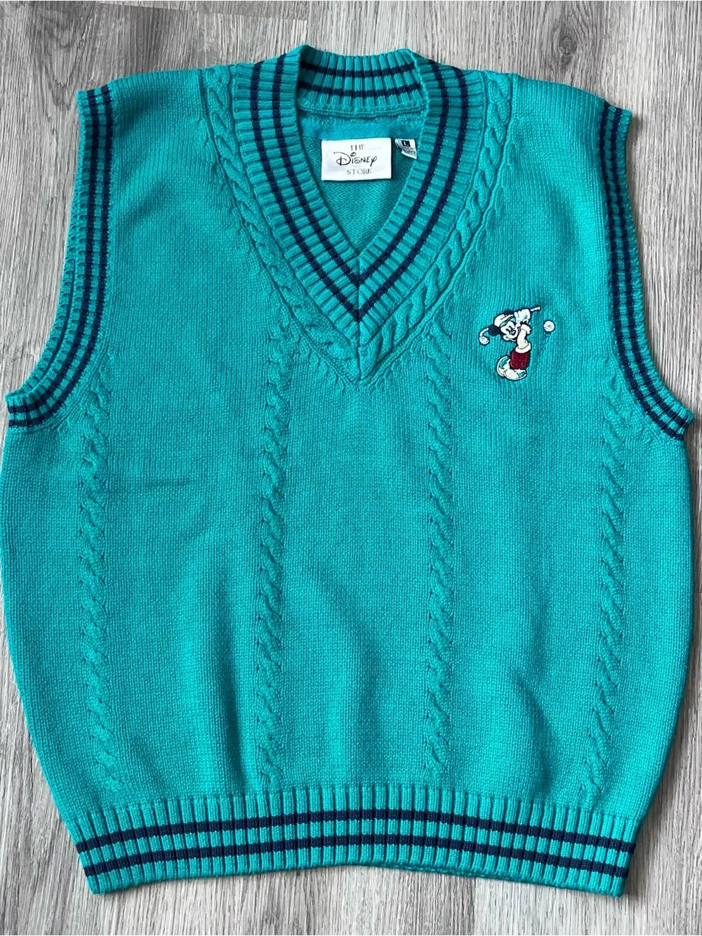 Vintage Disney Store Men’s L Green Knit Mickey Mouse Golf Cricket Sweater Vest - Picture 2 of 8